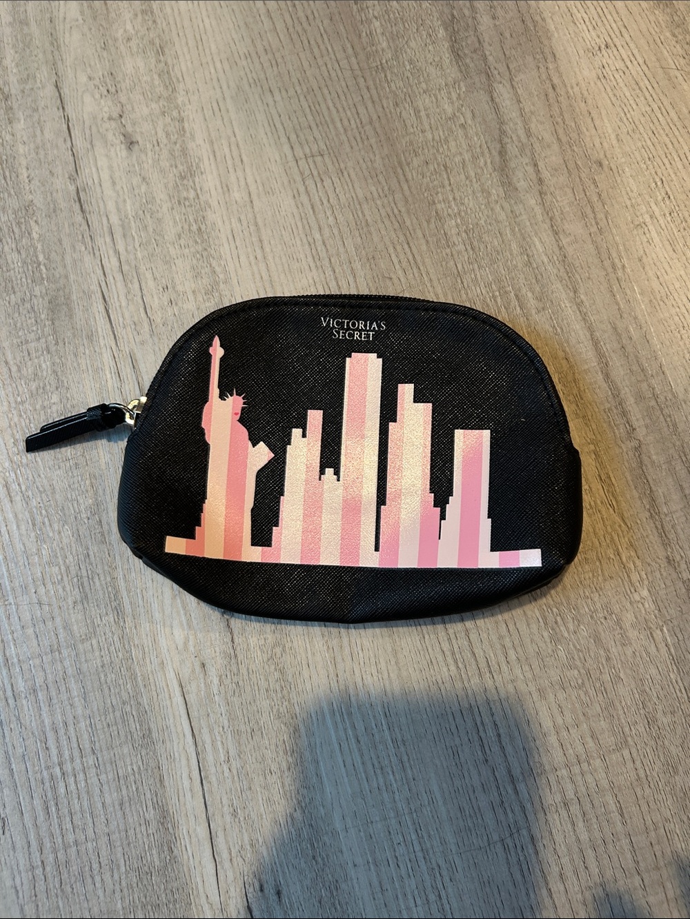Victoria's Secret Black Cosmetic Pouch with NYC Skyline Graphic